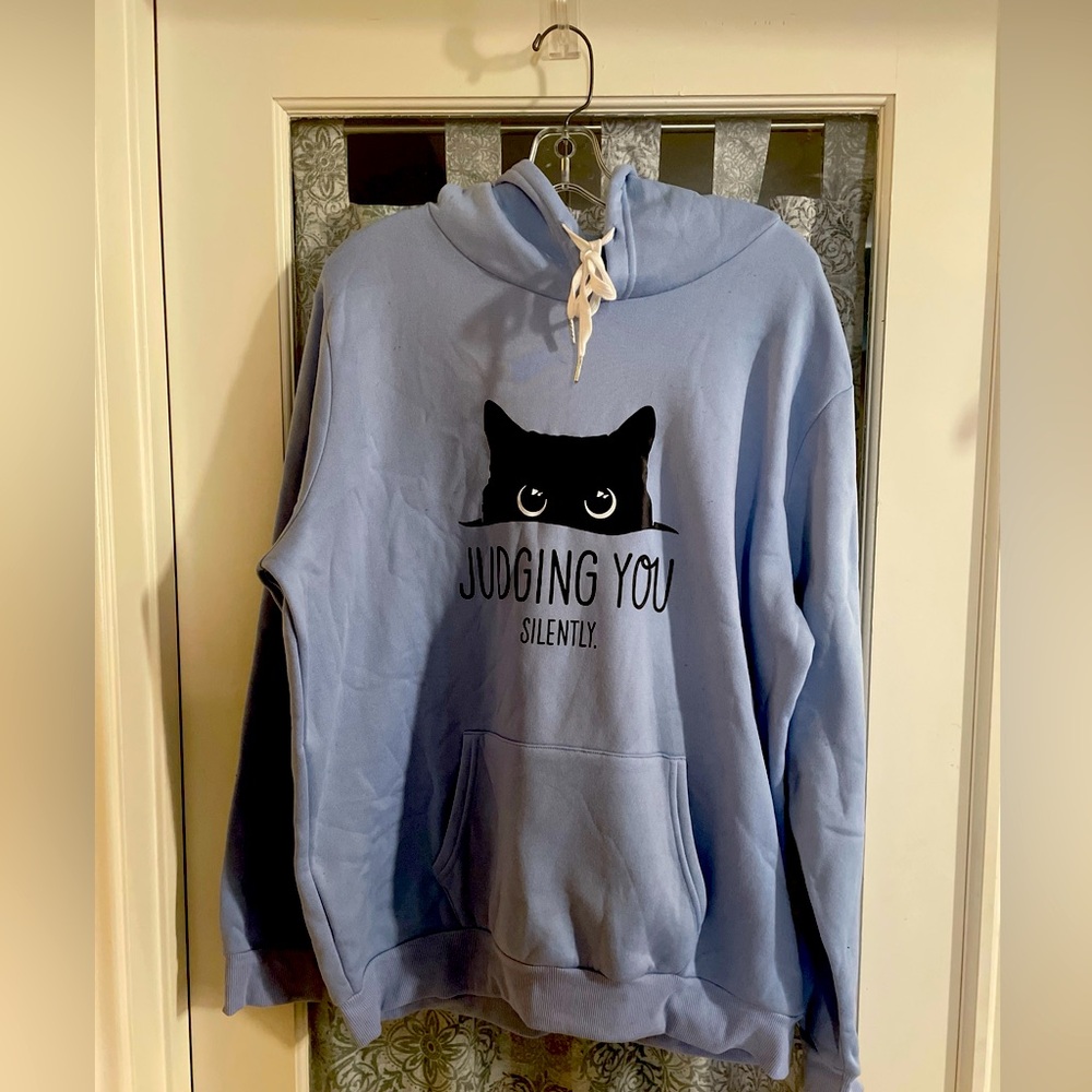 Cat Hoodie “Judging You Silently” Unisex XL